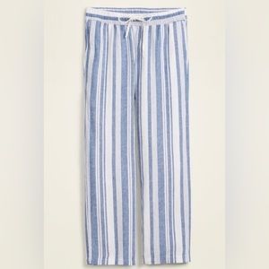White and blue striped flowy pants